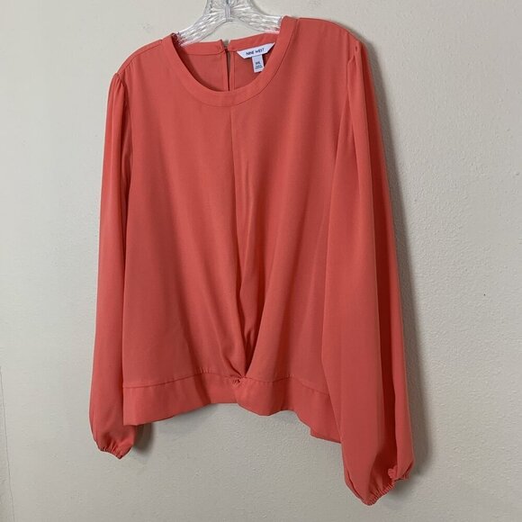 Nine West Womens Blouse XXL NEW Coral Top Twist Front Blouson Work Office Spring - Picture 4 of 16